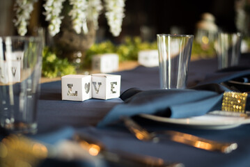 Table setting at a wedding reception