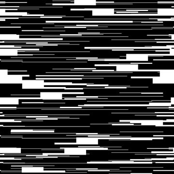 Abstract background with glitch effect, distortion, seamless texture, random horizontal black and white lines