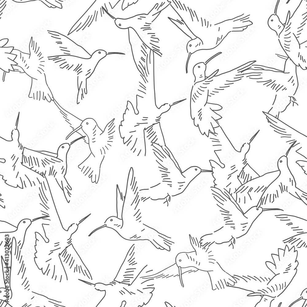 Aufkleber hummingbird seamless pattern. exotic theme vector background