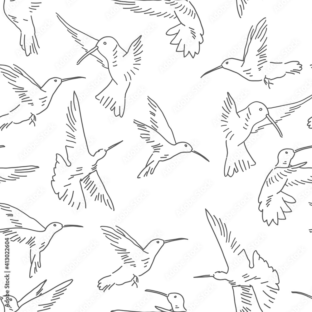 Aufkleber hummingbird seamless pattern. exotic theme vector background