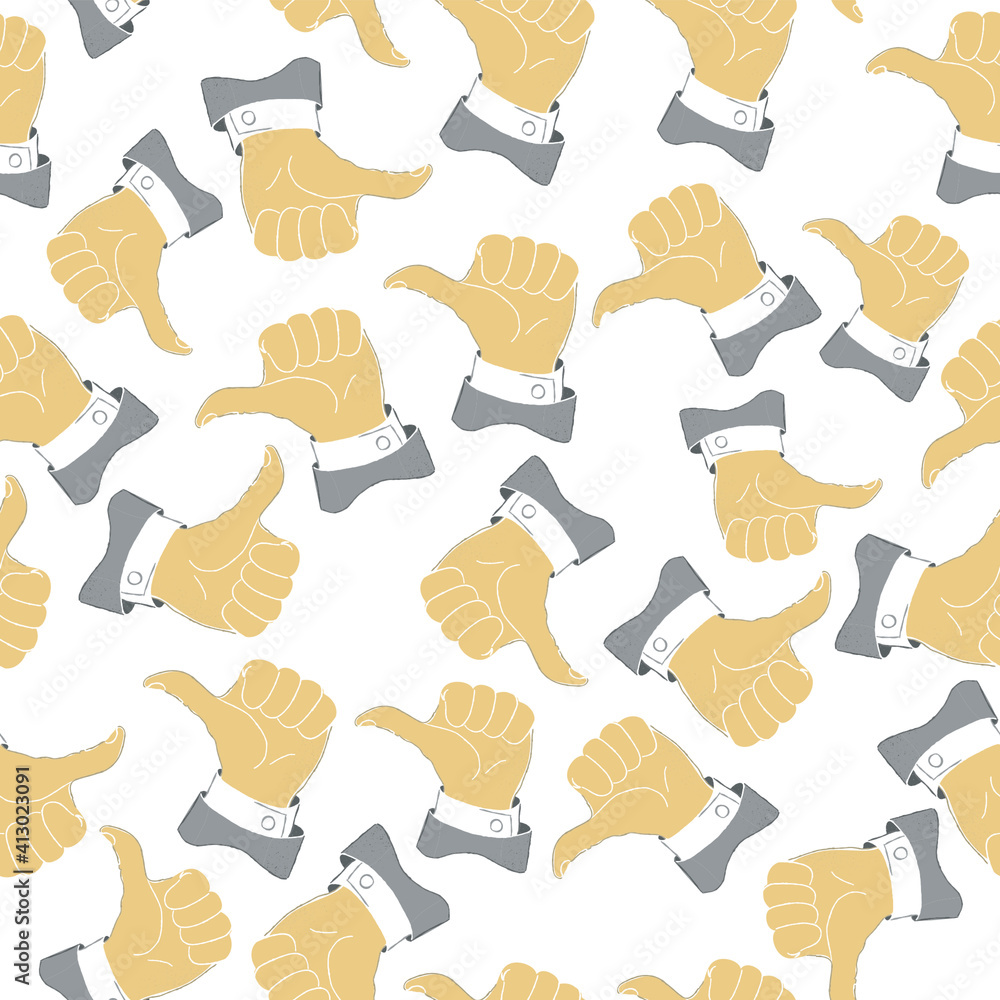 Poster thumb up seamless pattern. vector illustration background