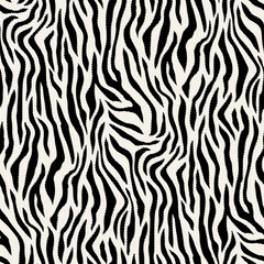 Fototapeta na wymiar Vector seamless pattern with tiger stripes. Endless stylish texture. Monochrome repeating background. Natural stylish striped animal print. Can be used as swatch for illustrator.