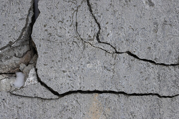 Obraz premium Texture of old cracked concrete wall. Rough gray concrete surface. Great for background and design. Close-up. High resolution.