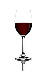 Red wine in a glass isolated on white background - realistic photo image - with clip path