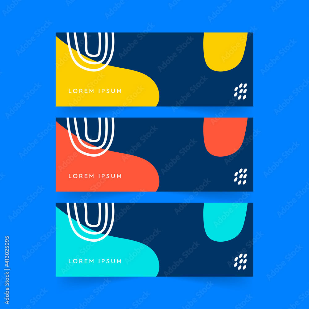 Wall mural abstract banner design web template, horizontal header web banner. modern geometric blue background 