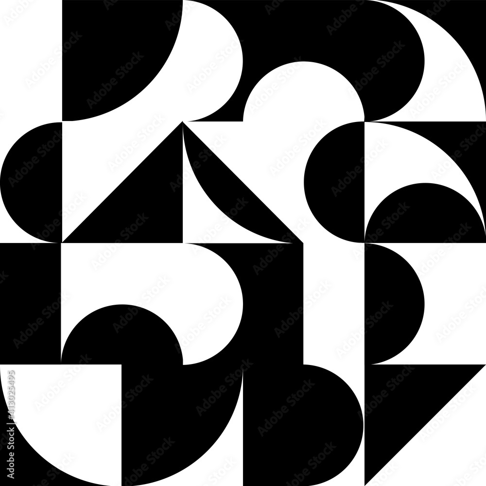 Aufkleber Geometry black and white minimalistic seamless pattern. Simple shape and figure. Design in Scandinavian style.