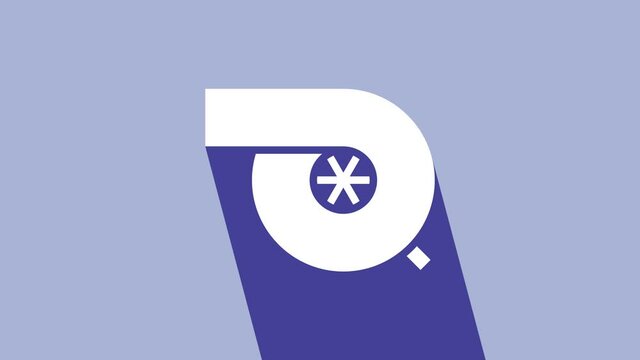 White Automotive turbocharger icon isolated on purple background. Vehicle performance turbo. Turbo compressor induction. 4K Video motion graphic animation