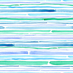 Seamless watercolor pattern with handmade stripes