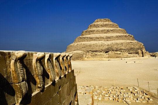 Step pyramid at Saqqara, one of the earliest Egyptian pyramids, built during the Third Dynasty (27th century BC). Imhotep was the architect for Egypt's first step pyramid, (Pyramid of Djoser)