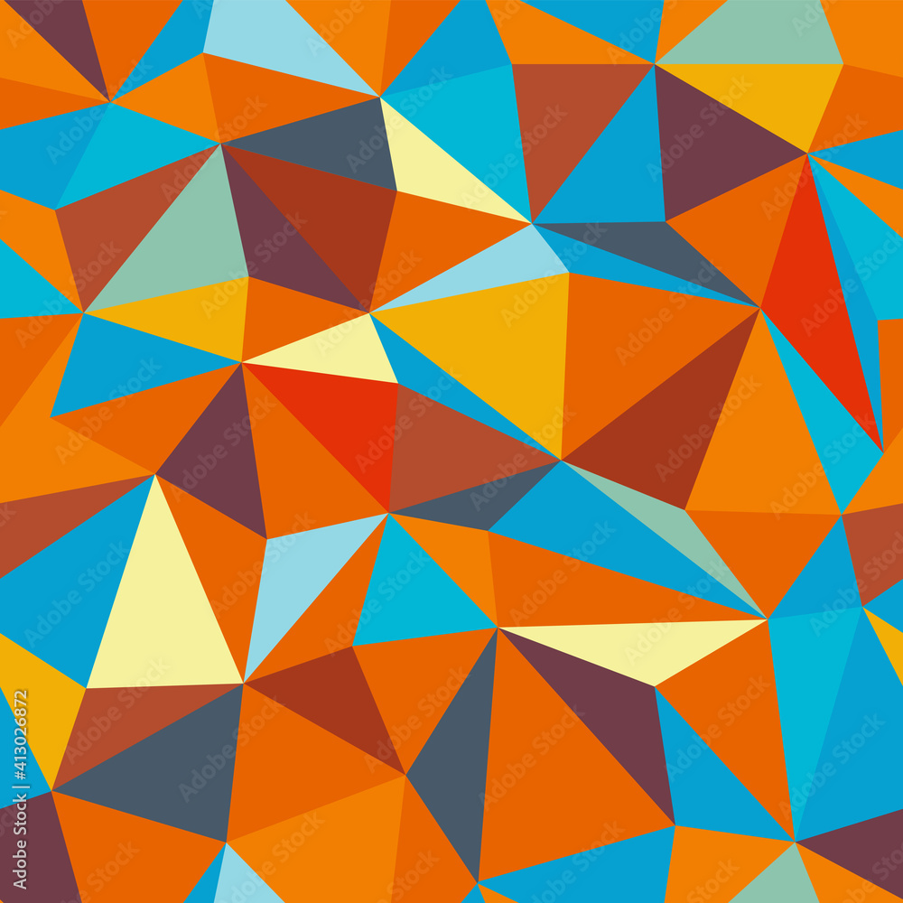 Poster Colorful Triangle Surface Seamless Pattern. Vector background