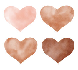 Love hearts watercolor clipart. Hand painted illustration.