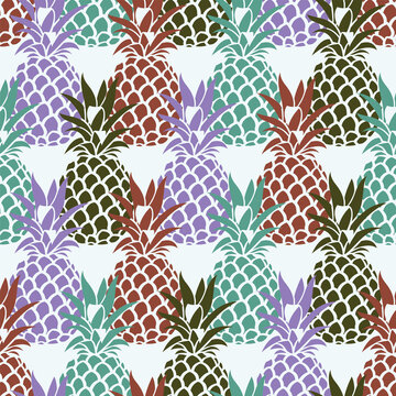 seamless pattern with pineapple tropical fruit