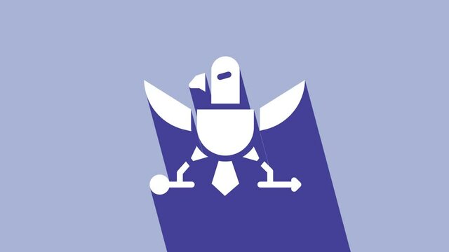 White Eagle icon isolated on purple background. American Presidential symbol. 4K Video motion graphic animation