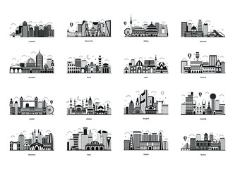
Pack of City Architecture Glyph Illustrations 
