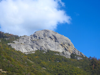 Scenic View of Moro Rock in the Sequoia National Park, Sierra Nevada Mountains, California. 