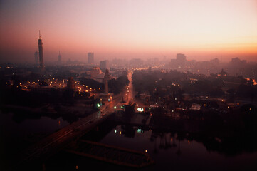 Fototapeta na wymiar Egypt, Cairo, Aerial View of Gezira Island city 