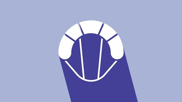 White Parachute icon isolated on purple background. Extreme sport. Sport equipment. 4K Video motion graphic animation