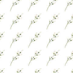 Watercolor white flowers digital paper. Illustration for invitations, greeting cards, diy scrapbooking.