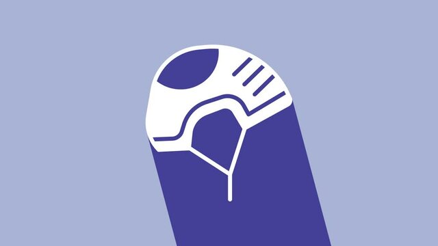 White Helmet icon isolated on purple background. Extreme sport. Sport equipment. 4K Video motion graphic animation