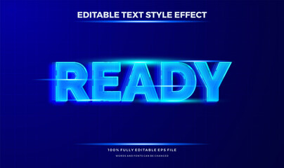 futuristic blue color text motion theme. Modern editable text style effect.