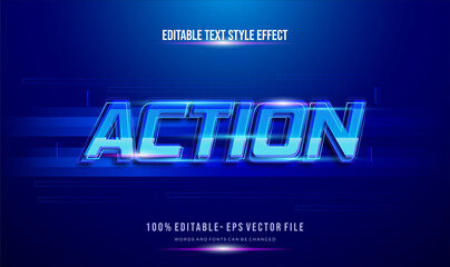 futuristic blue color text motion theme. Modern editable text style effect.