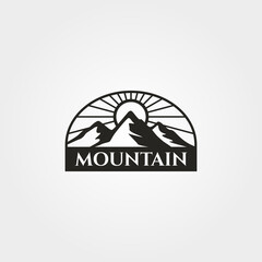 vintage mountain emblem logo vector illustration design, adventure outdoor retro design
