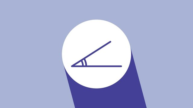 White Acute angle of 45 degrees icon isolated on purple background. 4K Video motion graphic animation