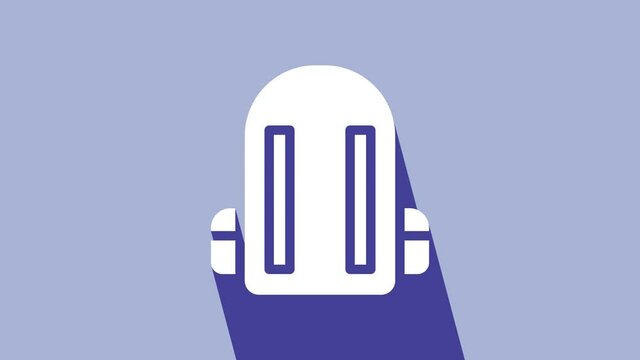 White School backpack icon isolated on purple background. 4K Video motion graphic animation