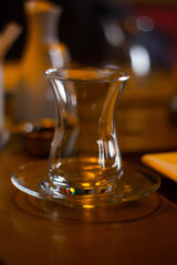 glass cup for tea in a restaurant 