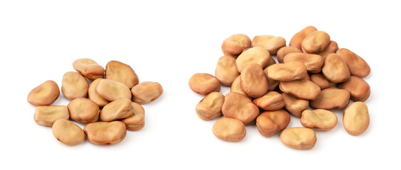 dried broad beans on white background