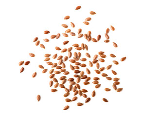 Flax seed on white background.