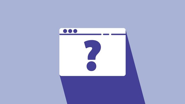 White Browser with question mark icon isolated on purple background. Internet communication protocol. 4K Video motion graphic animation