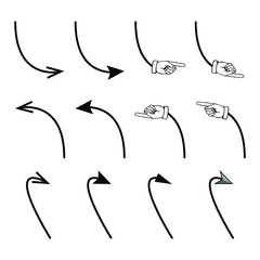 Set of rough hand drawn, handmade elements arrows, waypoints isolated on white background EPS Vector

