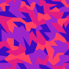 Geometric camouflage texture seamless pattern. Abstract modern military camo ornament for fabric and fashion print. Vector illustration.