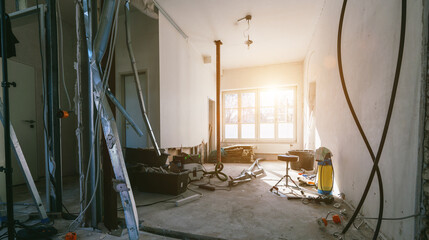 Fototapeta na wymiar rebuilding an Old real estate apartment, prepared and ready for renovate