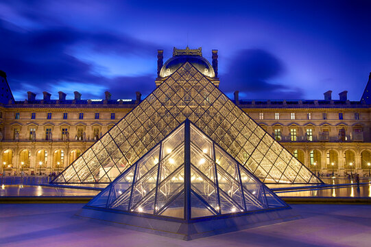 Paris Louvre Museum by Night