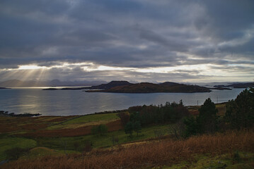 Rays of Light Over Altandhu and the Summer Isles, Ross and Cromarty, North West Coast of Scotland, UK