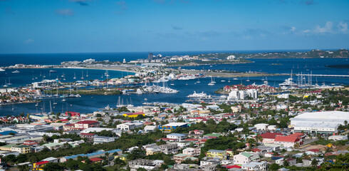 Fototapeta na wymiar Panoramic view of the Dutch island of St Martin