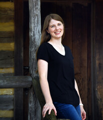 Fototapeta premium Collierville Log Cabin on the Square Downtown