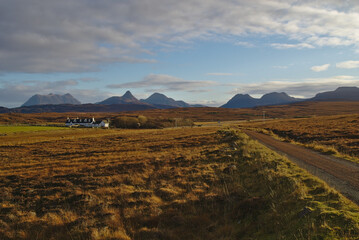 Mountains of Assynt in Sutherland, North West Coast Scotland, UK. Mountains include: Creag nan Calman, Bod a'Mhadail, Cul Mor and Stac Pollaidah © Duncan