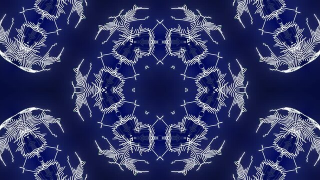 4k Abstract White Wireframe On Dark Blue Bg. Ai Growing Geometric Pattern Of Lines, Branches Of Calculations, Nodes And Intersections. Building Solution By Artificial Intelligence Or Neural Network.