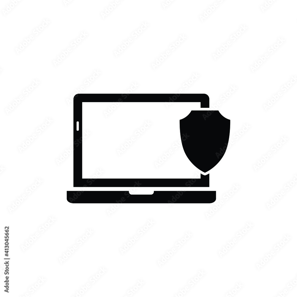 Poster computer data protecting icon. notebook, laptop symbol. online security icon vector