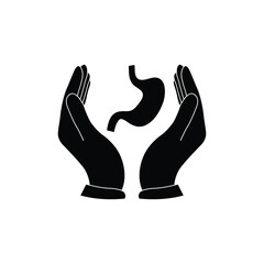 Obraz premium hand holding stomach care icon black vector