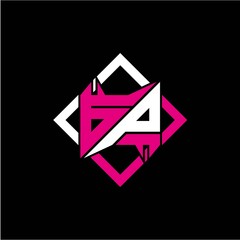 Modern minimalist design with letter G P initials and rectangular frame