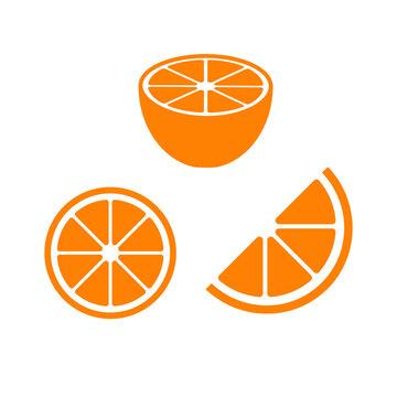 orange icon. fresh citrus fruits. orange slice set icon. 