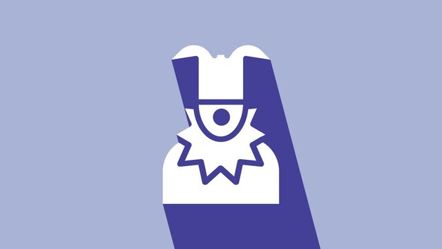 White Joker head icon isolated on purple background. Jester sign. 4K Video motion graphic animation