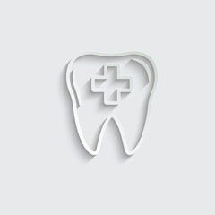 paper Tooth  black vector icon. dentist icon 