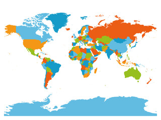 Fototapeta premium World map. High detailed blank political map of World. 5 colors scheme vector map on white background