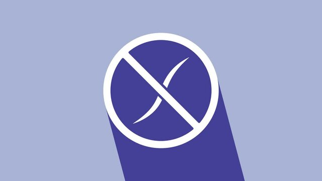 White Anti worms parasite icon isolated on purple background. 4K Video motion graphic animation