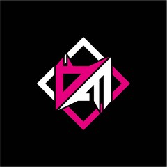 Modern minimalist design with letter O M initials and rectangular frame